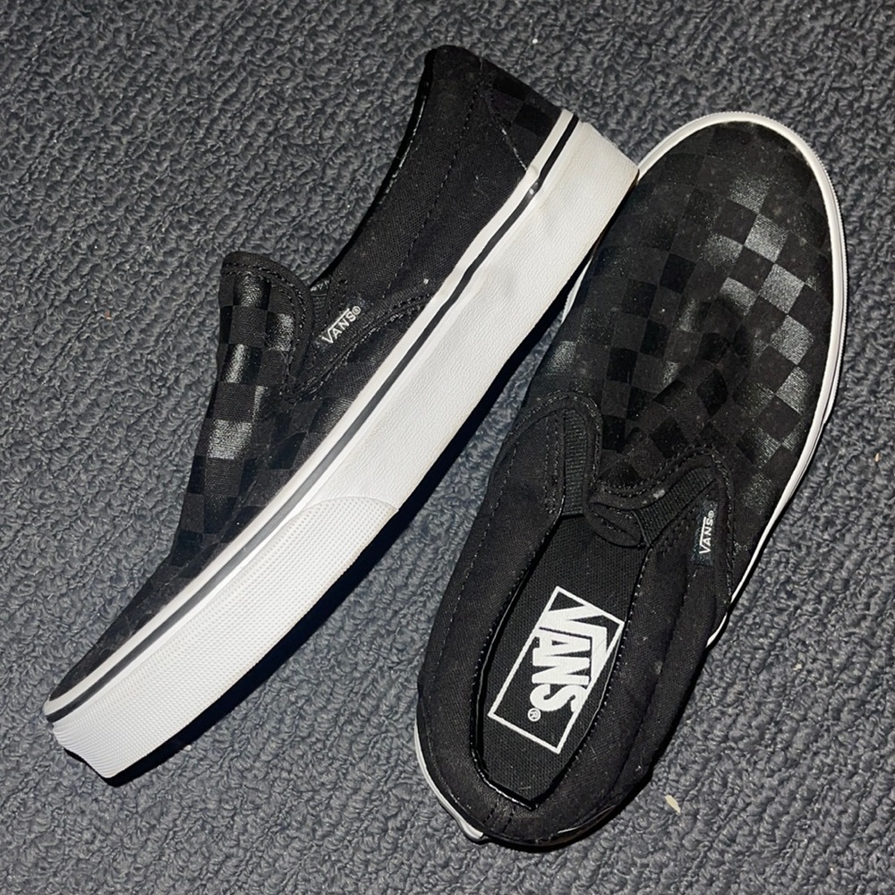 Black checkered vans. NEVER WORN
